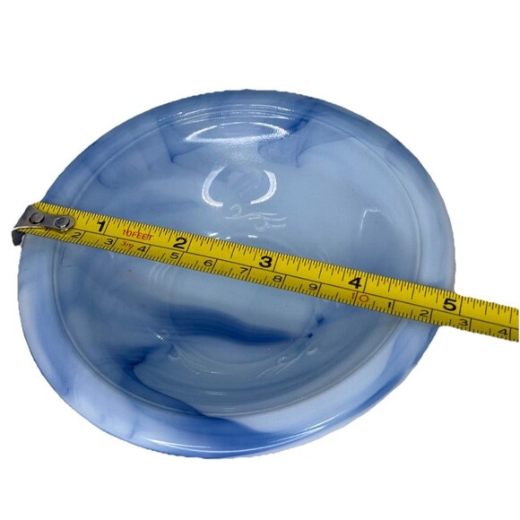 Avon Blue Swirl Milk Glass Floral Rose mini decanter bottle - Picture 4 of 5